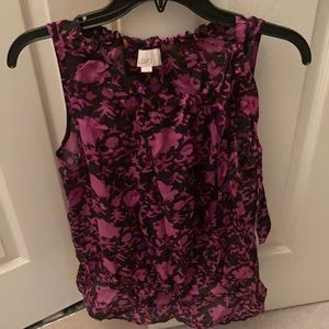 Loft flowered side tie tank blouse